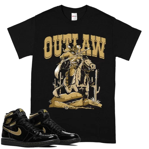 TeeVivo T-Shirt Match Air Jordan 1 Retro High Black Metallic Gold Outlaw – Air Jordan 1 Shirt, AJ1 Shirt