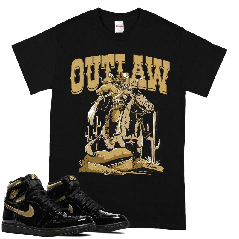 TeeVivo T-Shirt Match Air Jordan 1 Retro High Black Metallic Gold Outlaw – Air Jordan 1 Shirt, AJ1 Shirt
