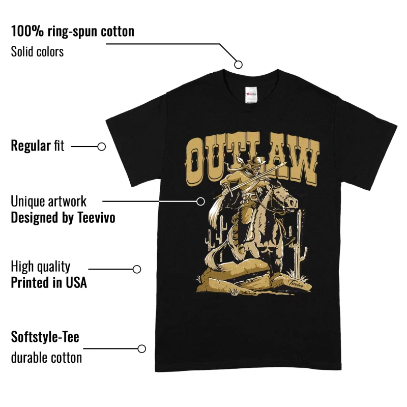 TeeVivo T-Shirt Match Air Jordan 1 Retro High Black Metallic Gold Outlaw – Air Jordan 1 Shirt, AJ1 Shirt