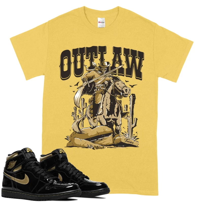 TeeVivo T-Shirt Match Air Jordan 1 Retro High Black Metallic Gold Outlaw – Air Jordan 1 Shirt, AJ1 Shirt