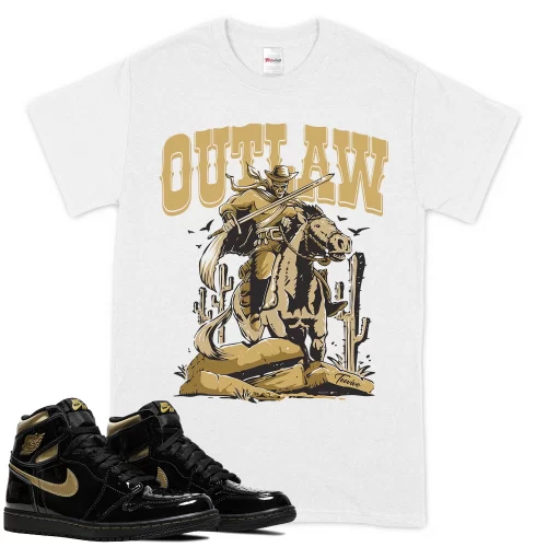 TeeVivo T-Shirt Match Air Jordan 1 Retro High Black Metallic Gold Outlaw – Air Jordan 1 Shirt, AJ1 Shirt