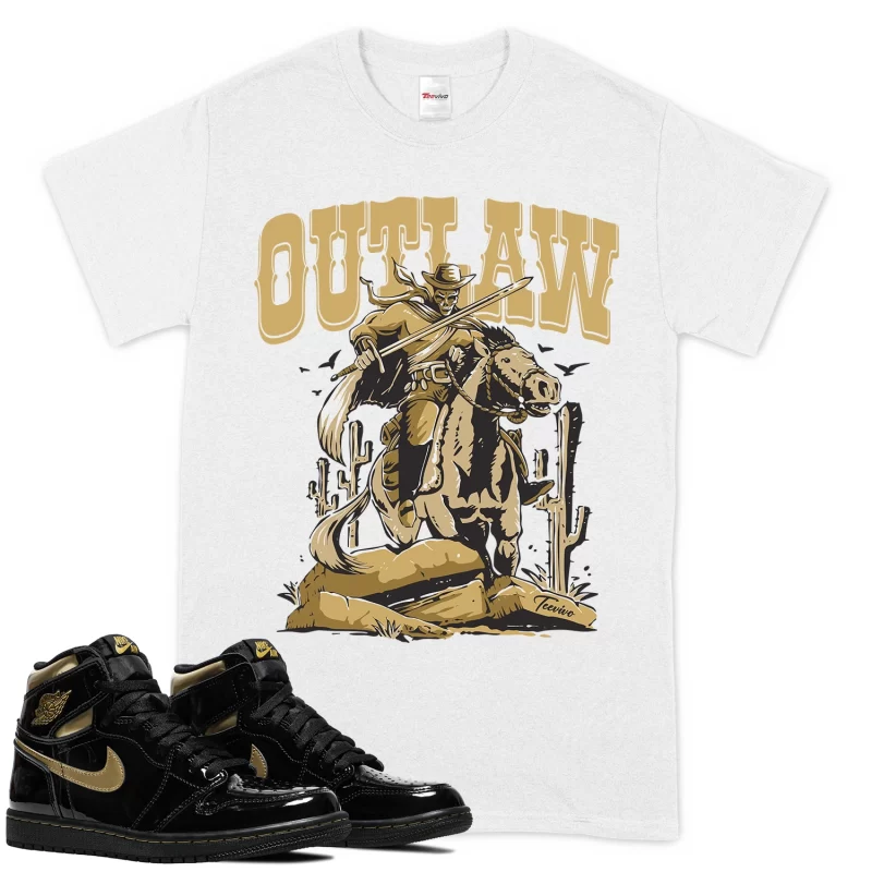 TeeVivo T-Shirt Match Air Jordan 1 Retro High Black Metallic Gold Outlaw – Air Jordan 1 Shirt, AJ1 Shirt