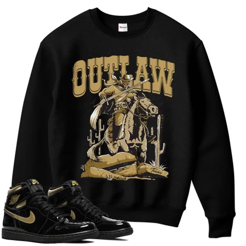 TeeVivo Sweatshirt Match Air Jordan 1 Retro High Black Metallic Gold Outlaw – Air Jordan 1 Sweatshirt, AJ1 Sweatshirt
