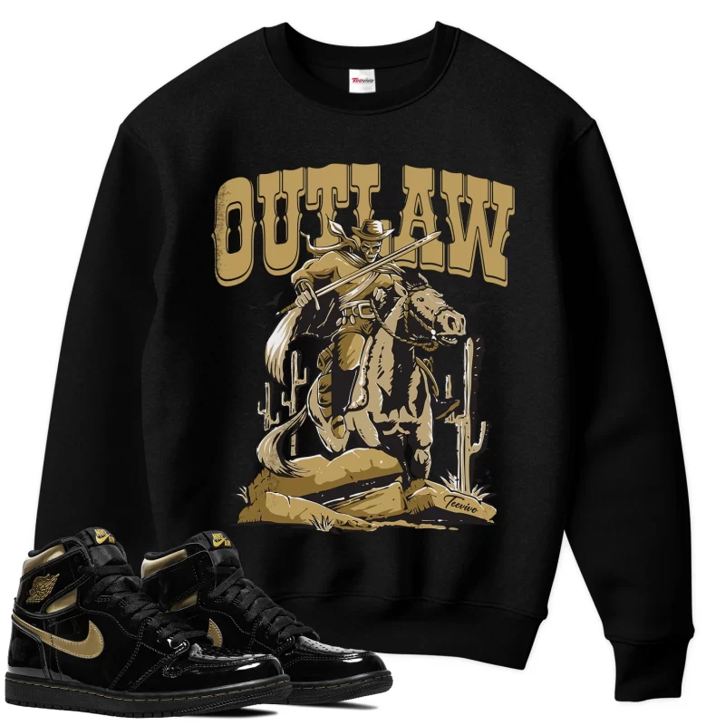 TeeVivo Sweatshirt Match Air Jordan 1 Retro High Black Metallic Gold Outlaw – Air Jordan 1 Sweatshirt, AJ1 Sweatshirt