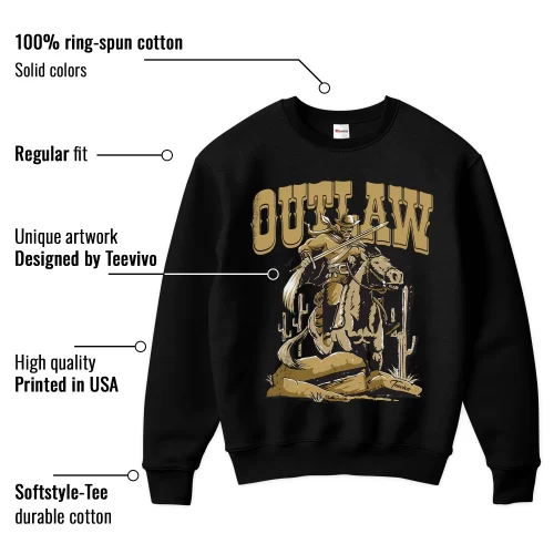 TeeVivo Sweatshirt Match Air Jordan 1 Retro High Black Metallic Gold Outlaw – Air Jordan 1 Sweatshirt, AJ1 Sweatshirt