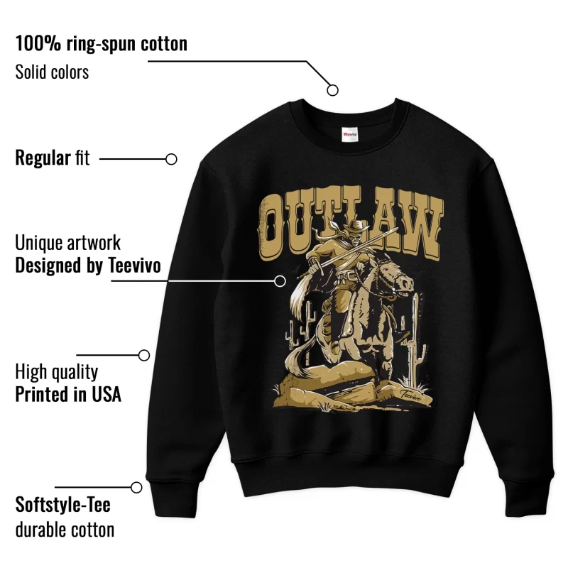 TeeVivo Sweatshirt Match Air Jordan 1 Retro High Black Metallic Gold Outlaw – Air Jordan 1 Sweatshirt, AJ1 Sweatshirt