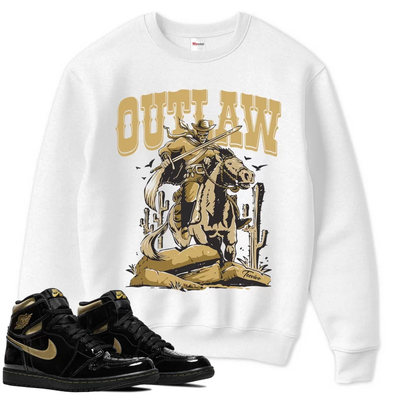 TeeVivo Sweatshirt Match Air Jordan 1 Retro High Black Metallic Gold Outlaw – Air Jordan 1 Sweatshirt, AJ1 Sweatshirt