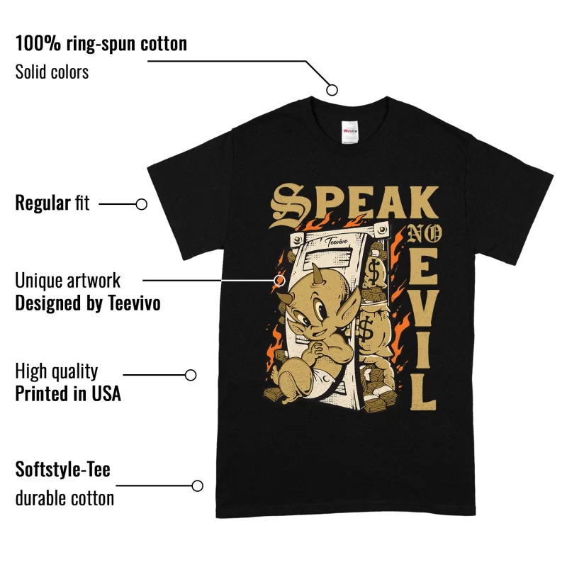 TeeVivo T-Shirt Match Air Jordan 1 Retro High Black Metallic Gold Speak no evil – Air Jordan 1 Shirt, AJ1 Shirt