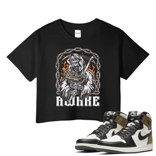 TeeVivo Crop Top Match Air Jordan 1 Retro High Dark Mocha Awake – Air Jordan 1 Crop Top, AJ1 Crop Top