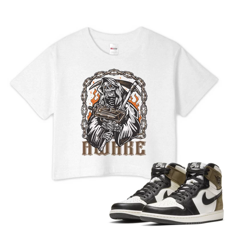 TeeVivo Crop Top Match Air Jordan 1 Retro High Dark Mocha Awake – Air Jordan 1 Crop Top, AJ1 Crop Top