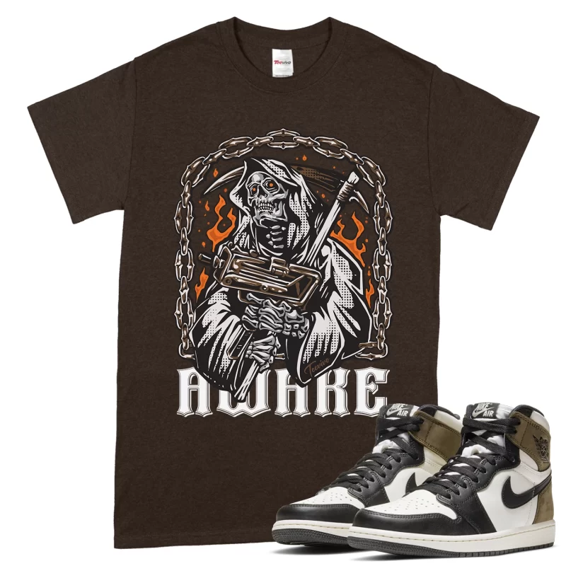 TeeVivo T-Shirt Match Air Jordan 1 Retro High Dark Mocha Awake – Air Jordan 1 Shirt, AJ1 Shirt