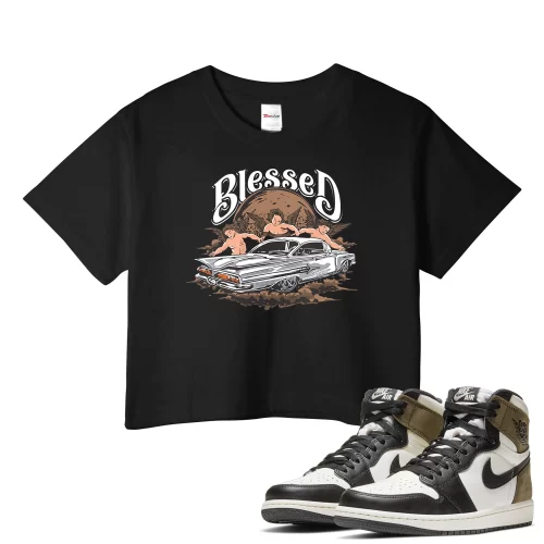 TeeVivo Crop Top Match Air Jordan 1 Retro High Dark Mocha Blessed – Air Jordan 1 Crop Top, AJ1 Crop Top