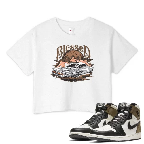 TeeVivo Crop Top Match Air Jordan 1 Retro High Dark Mocha Blessed – Air Jordan 1 Crop Top, AJ1 Crop Top