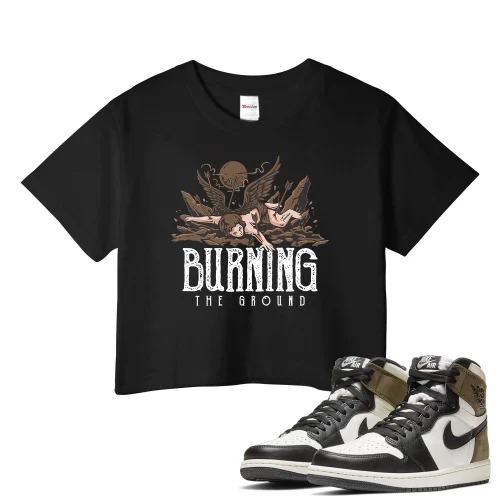 TeeVivo Crop Top Match Air Jordan 1 Retro High Dark Mocha Burning the ground – Air Jordan 1 Crop Top, AJ1 Crop Top