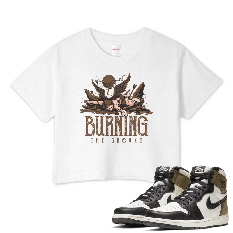 TeeVivo Crop Top Match Air Jordan 1 Retro High Dark Mocha Burning the ground – Air Jordan 1 Crop Top, AJ1 Crop Top