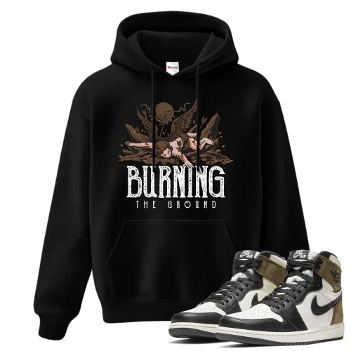 TeeVivo Hoodie Match Air Jordan 1 Retro High Dark Mocha Burning the ground – Air Jordan 1 Hoodie, AJ1 Hoodie