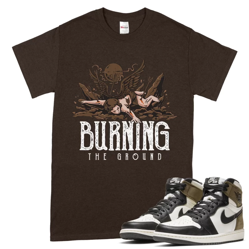 TeeVivo T-Shirt Match Air Jordan 1 Retro High Dark Mocha Burning the ground – Air Jordan 1 Shirt, AJ1 Shirt
