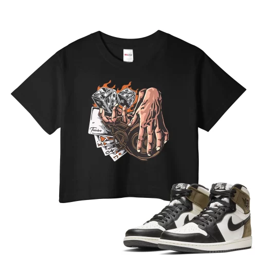 TeeVivo Crop Top Match Air Jordan 1 Retro High Dark Mocha Gambling – Air Jordan 1 Crop Top, AJ1 Crop Top