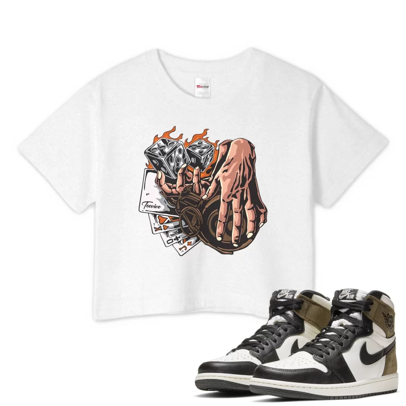 TeeVivo Crop Top Match Air Jordan 1 Retro High Dark Mocha Gambling – Air Jordan 1 Crop Top, AJ1 Crop Top