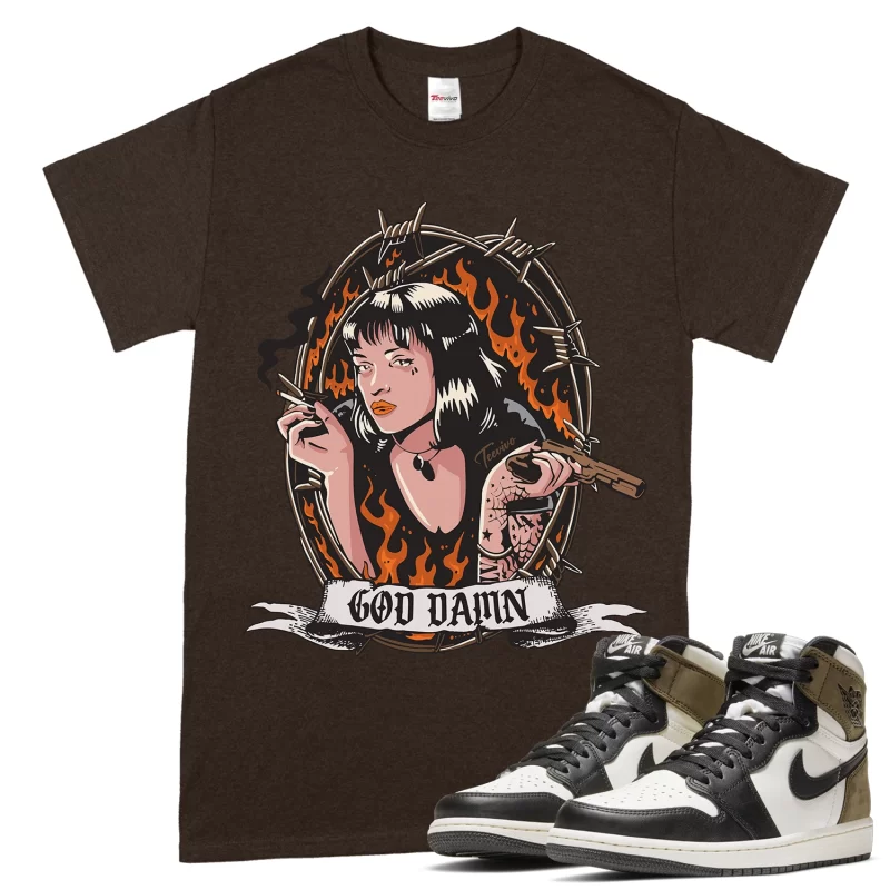 TeeVivo T-Shirt Match Air Jordan 1 Retro High Dark Mocha God Daaamn – Air Jordan 1 Shirt, AJ1 Shirt