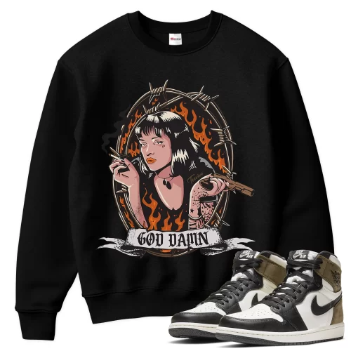 TeeVivo Sweatshirt Match Air Jordan 1 Retro High Dark Mocha God Daaamn – Air Jordan 1 Sweatshirt, AJ1 Sweatshirt