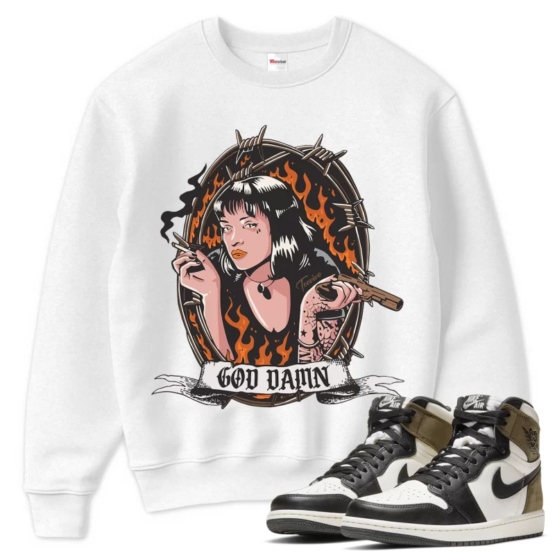 TeeVivo Sweatshirt Match Air Jordan 1 Retro High Dark Mocha God Daaamn – Air Jordan 1 Sweatshirt, AJ1 Sweatshirt