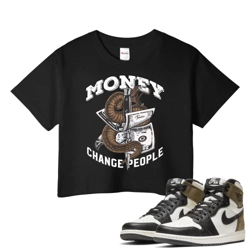 TeeVivo Crop Top Match Air Jordan 1 Retro High Dark Mocha Money change people – Air Jordan 1 Crop Top, AJ1 Crop Top
