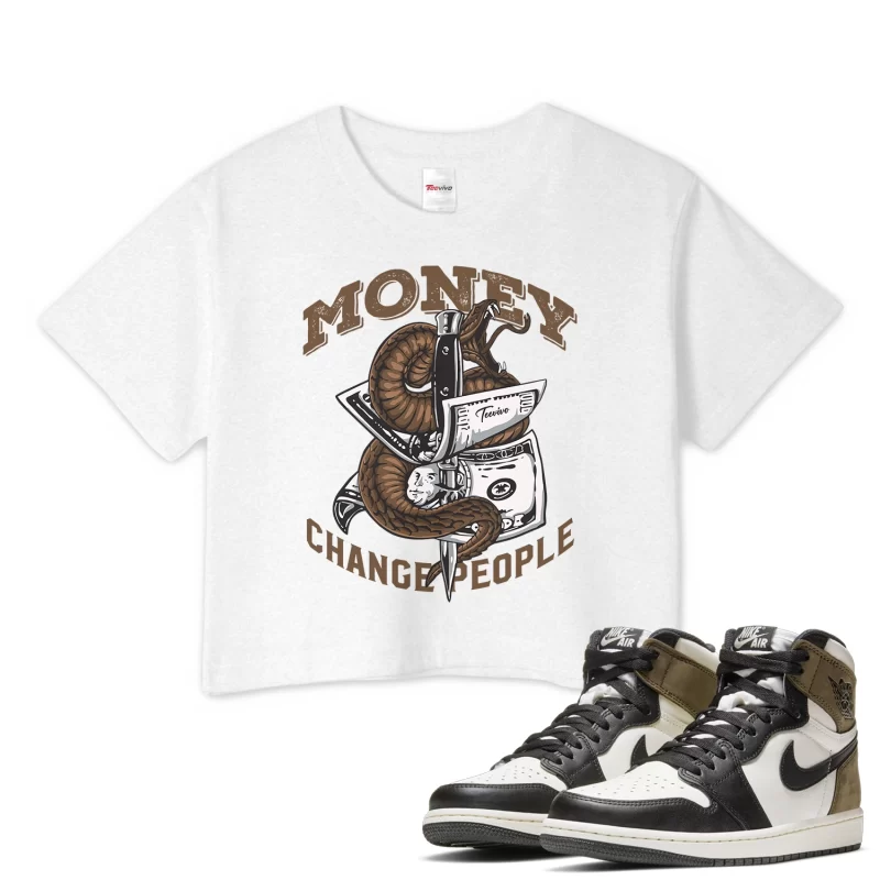 TeeVivo Crop Top Match Air Jordan 1 Retro High Dark Mocha Money change people – Air Jordan 1 Crop Top, AJ1 Crop Top