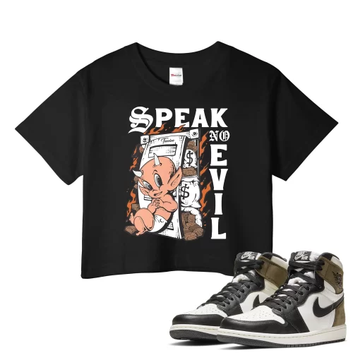 TeeVivo Crop Top Match Air Jordan 1 Retro High Dark Mocha Speak no evil – Air Jordan 1 Crop Top, AJ1 Crop Top