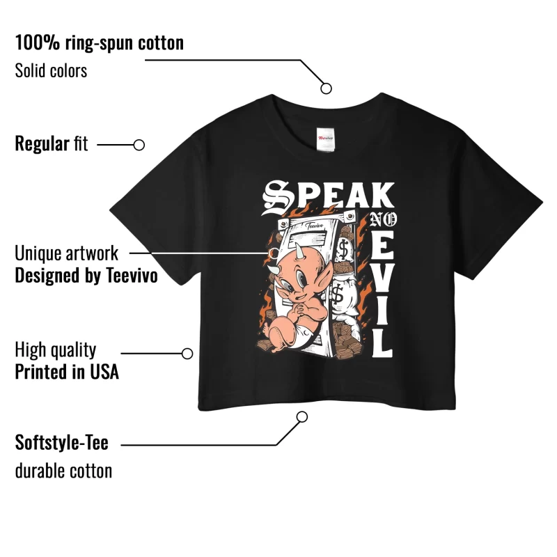 TeeVivo Crop Top Match Air Jordan 1 Retro High Dark Mocha Speak no evil – Air Jordan 1 Crop Top, AJ1 Crop Top