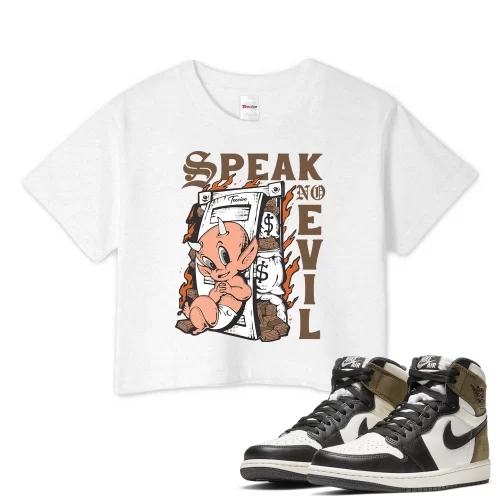 TeeVivo Crop Top Match Air Jordan 1 Retro High Dark Mocha Speak no evil – Air Jordan 1 Crop Top, AJ1 Crop Top