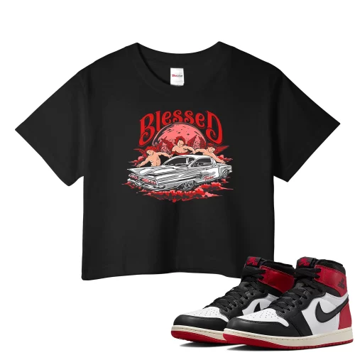 TeeVivo Crop Top Match Air Jordan 1 Retro High OG Black Toe Reimagined Blessed – Air Jordan 1 Crop Top, AJ1 Crop Top
