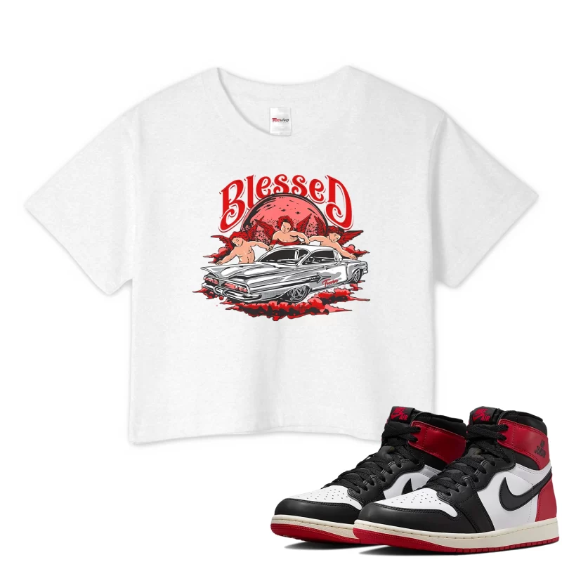 TeeVivo Crop Top Match Air Jordan 1 Retro High OG Black Toe Reimagined Blessed – Air Jordan 1 Crop Top, AJ1 Crop Top