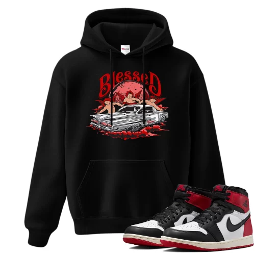 TeeVivo Hoodie Match Air Jordan 1 Retro High OG Black Toe Reimagined Blessed – Air Jordan 1 Hoodie, AJ1 Hoodie