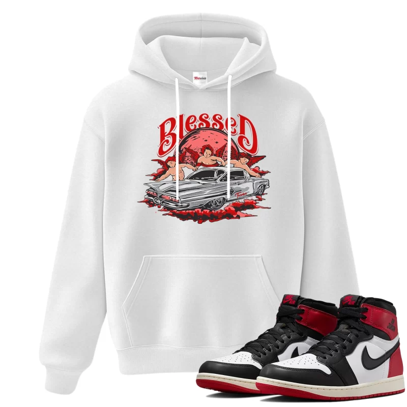TeeVivo Hoodie Match Air Jordan 1 Retro High OG Black Toe Reimagined Blessed – Air Jordan 1 Hoodie, AJ1 Hoodie