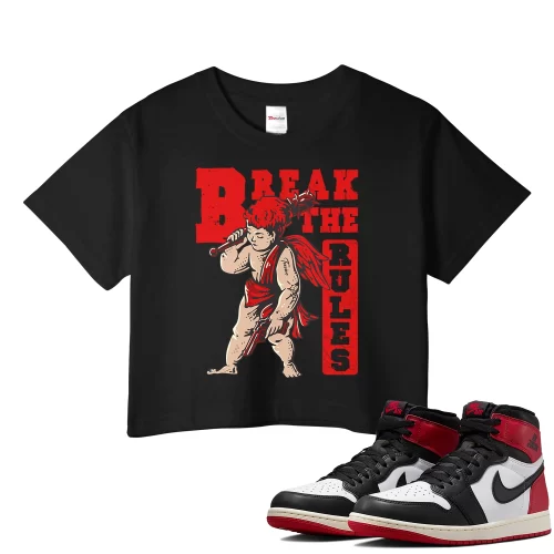 TeeVivo Crop Top Match Air Jordan 1 Retro High OG Black Toe Reimagined Break the rules – Air Jordan 1 Crop Top, AJ1 Crop Top