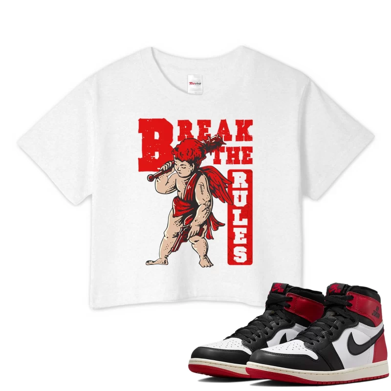TeeVivo Crop Top Match Air Jordan 1 Retro High OG Black Toe Reimagined Break the rules – Air Jordan 1 Crop Top, AJ1 Crop Top