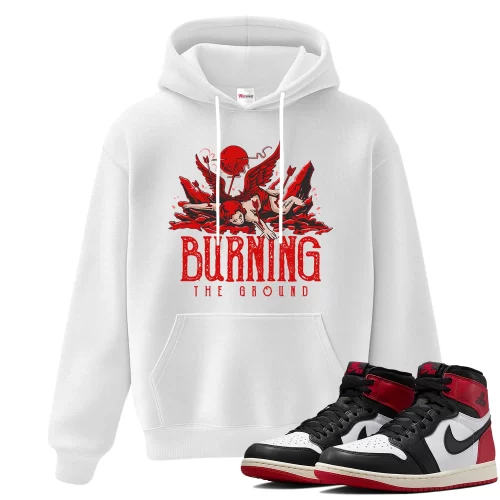 TeeVivo Hoodie Match Air Jordan 1 Retro High OG Black Toe Reimagined Burning the ground – Air Jordan 1 Hoodie, AJ1 Hoodie