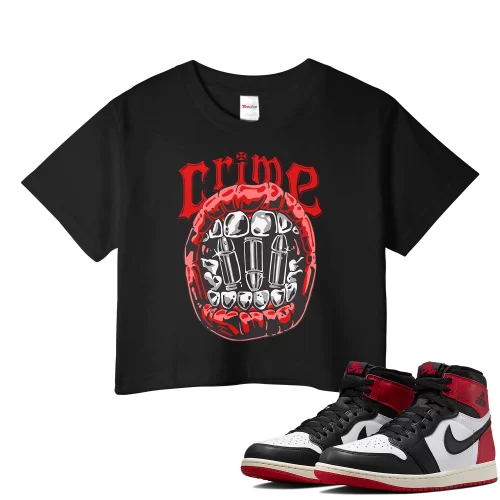 TeeVivo Crop Top Match Air Jordan 1 Retro High OG Black Toe Reimagined Crime – Air Jordan 1 Crop Top, AJ1 Crop Top