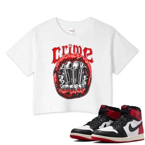 TeeVivo Crop Top Match Air Jordan 1 Retro High OG Black Toe Reimagined Crime – Air Jordan 1 Crop Top, AJ1 Crop Top