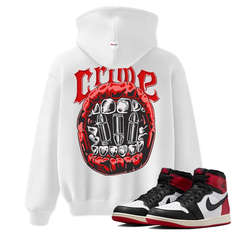 TeeVivo Hoodie Match Air Jordan 1 Retro High OG Black Toe Reimagined Crime – Air Jordan 1 Hoodie, AJ1 Hoodie