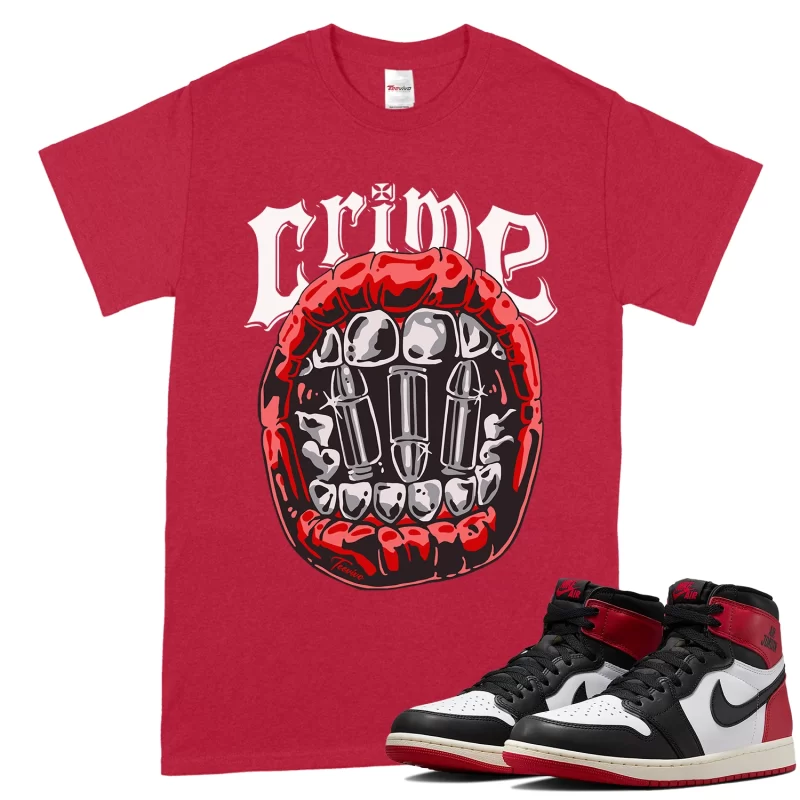 TeeVivo T-Shirt Match Air Jordan 1 Retro High OG Black Toe Reimagined Crime – Air Jordan 1 Shirt, AJ1 Shirt