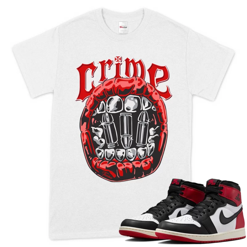 TeeVivo T-Shirt Match Air Jordan 1 Retro High OG Black Toe Reimagined Crime – Air Jordan 1 Shirt, AJ1 Shirt