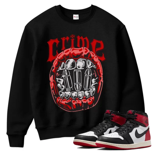 TeeVivo Sweatshirt Match Air Jordan 1 Retro High OG Black Toe Reimagined Crime – Air Jordan 1 Sweatshirt, AJ1 Sweatshirt