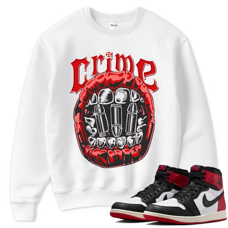 TeeVivo Sweatshirt Match Air Jordan 1 Retro High OG Black Toe Reimagined Crime – Air Jordan 1 Sweatshirt, AJ1 Sweatshirt