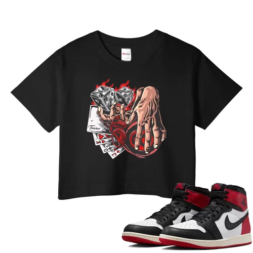 TeeVivo Crop Top Match Air Jordan 1 Retro High OG Black Toe Reimagined Gambling – Air Jordan 1 Crop Top, AJ1 Crop Top