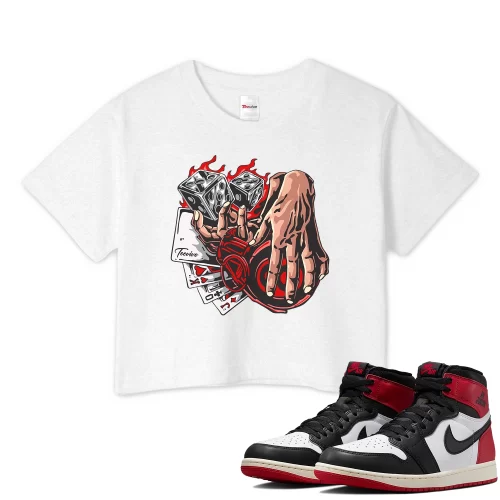 TeeVivo Crop Top Match Air Jordan 1 Retro High OG Black Toe Reimagined Gambling – Air Jordan 1 Crop Top, AJ1 Crop Top