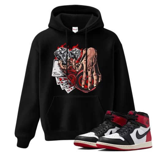 TeeVivo Hoodie Match Air Jordan 1 Retro High OG Black Toe Reimagined Gambling – Air Jordan 1 Hoodie, AJ1 Hoodie