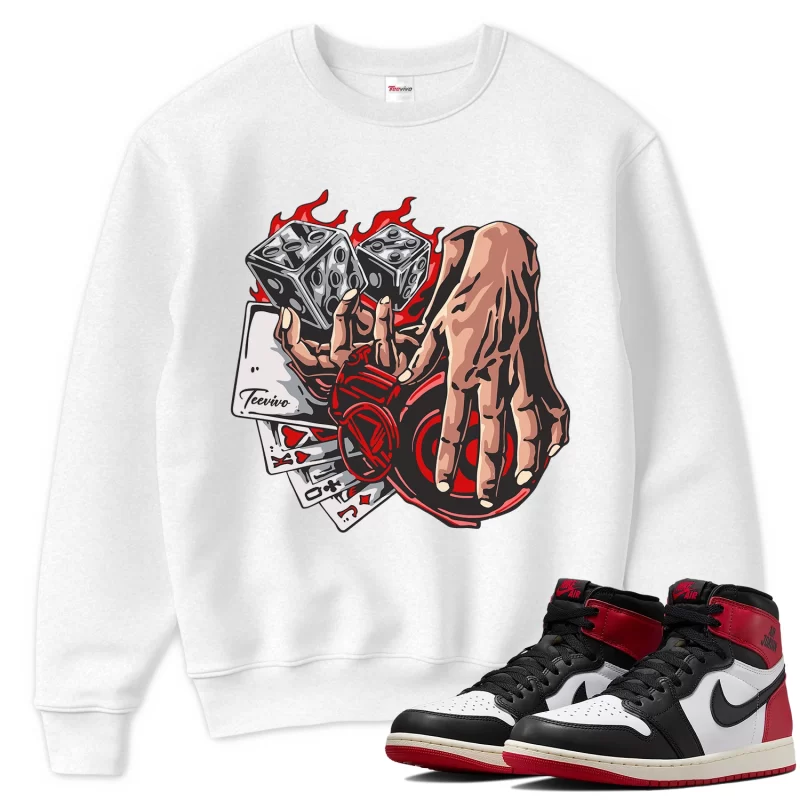 TeeVivo Sweatshirt Match Air Jordan 1 Retro High OG Black Toe Reimagined Gambling – Air Jordan 1 Sweatshirt, AJ1 Sweatshirt
