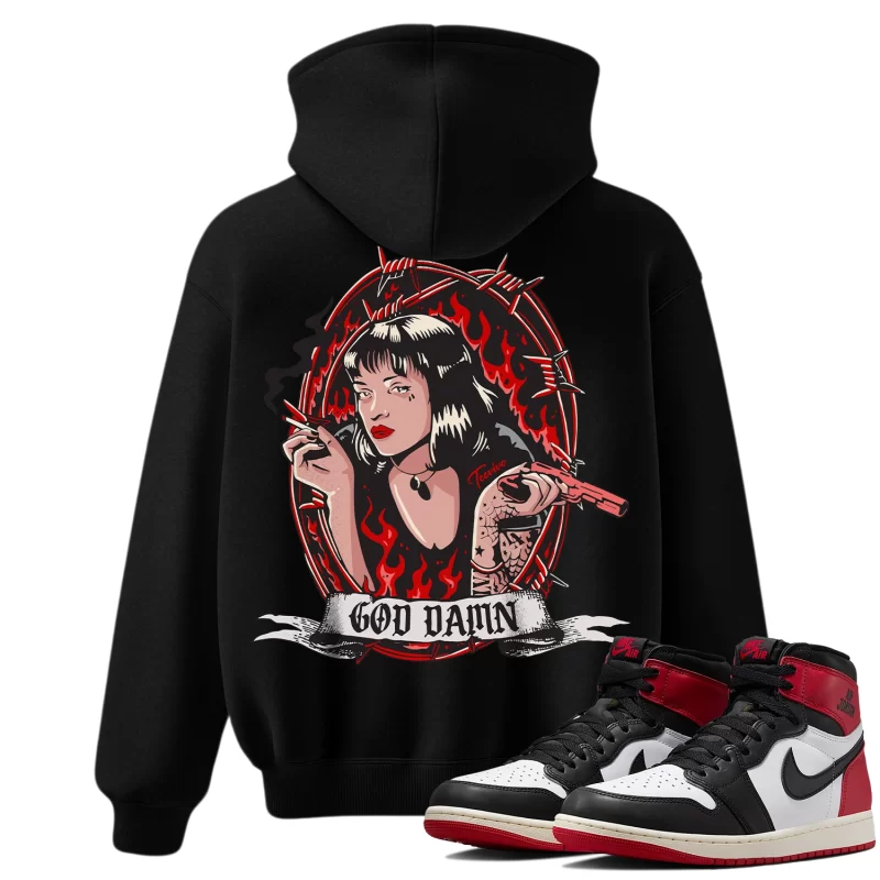 TeeVivo Hoodie Match Air Jordan 1 Retro High OG Black Toe Reimagined God Daaamn – Air Jordan 1 Hoodie, AJ1 Hoodie
